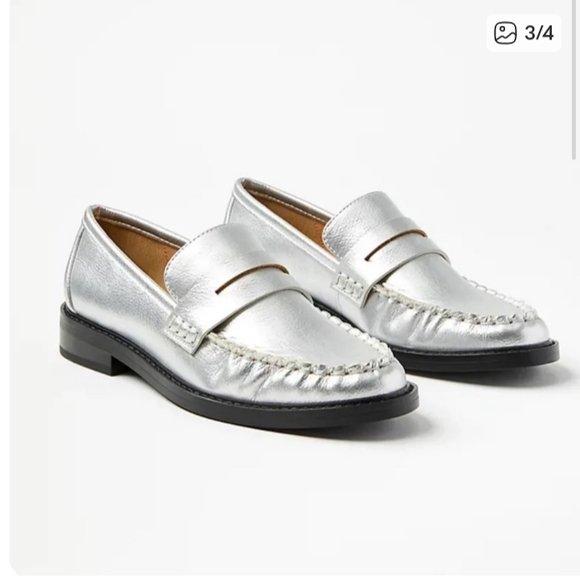 LOFT Shoes - LOFT Metallic Silver Loafers